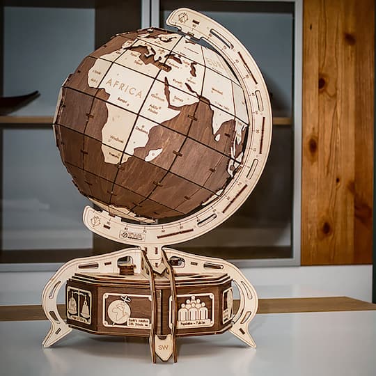 EWA™ Eco-Wood-Art Globe Brown 3D Wooden STEM Construction Kit